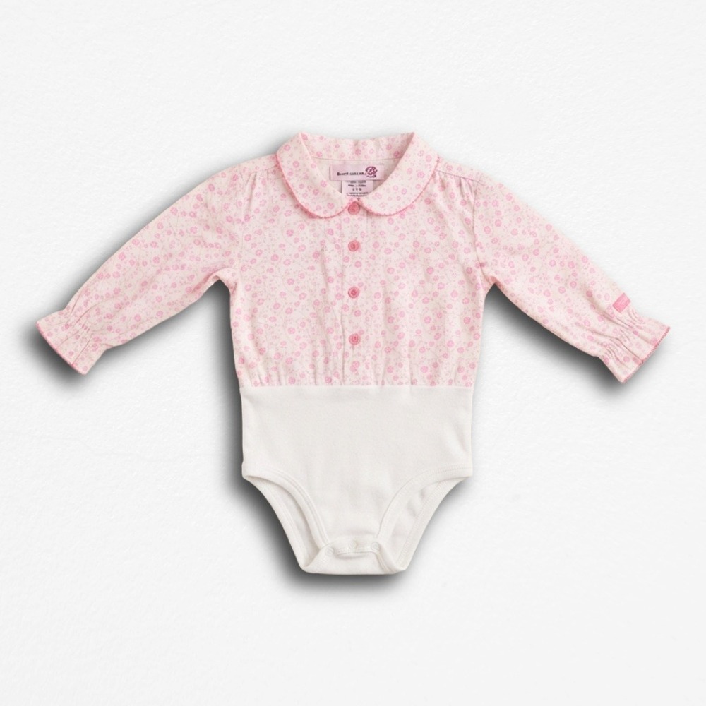 Rocawear Baby Girls Pink Floral Long Sleeve Bodysuit Peterβ Pan Collar 24 Months